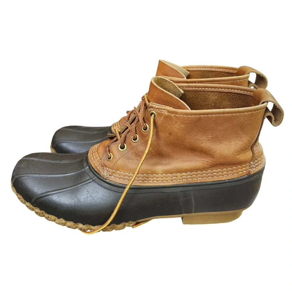 LL Bean Bean Boots 6 Inch Duck Boots Brown Tan Leather Waterproof M 11 Classic